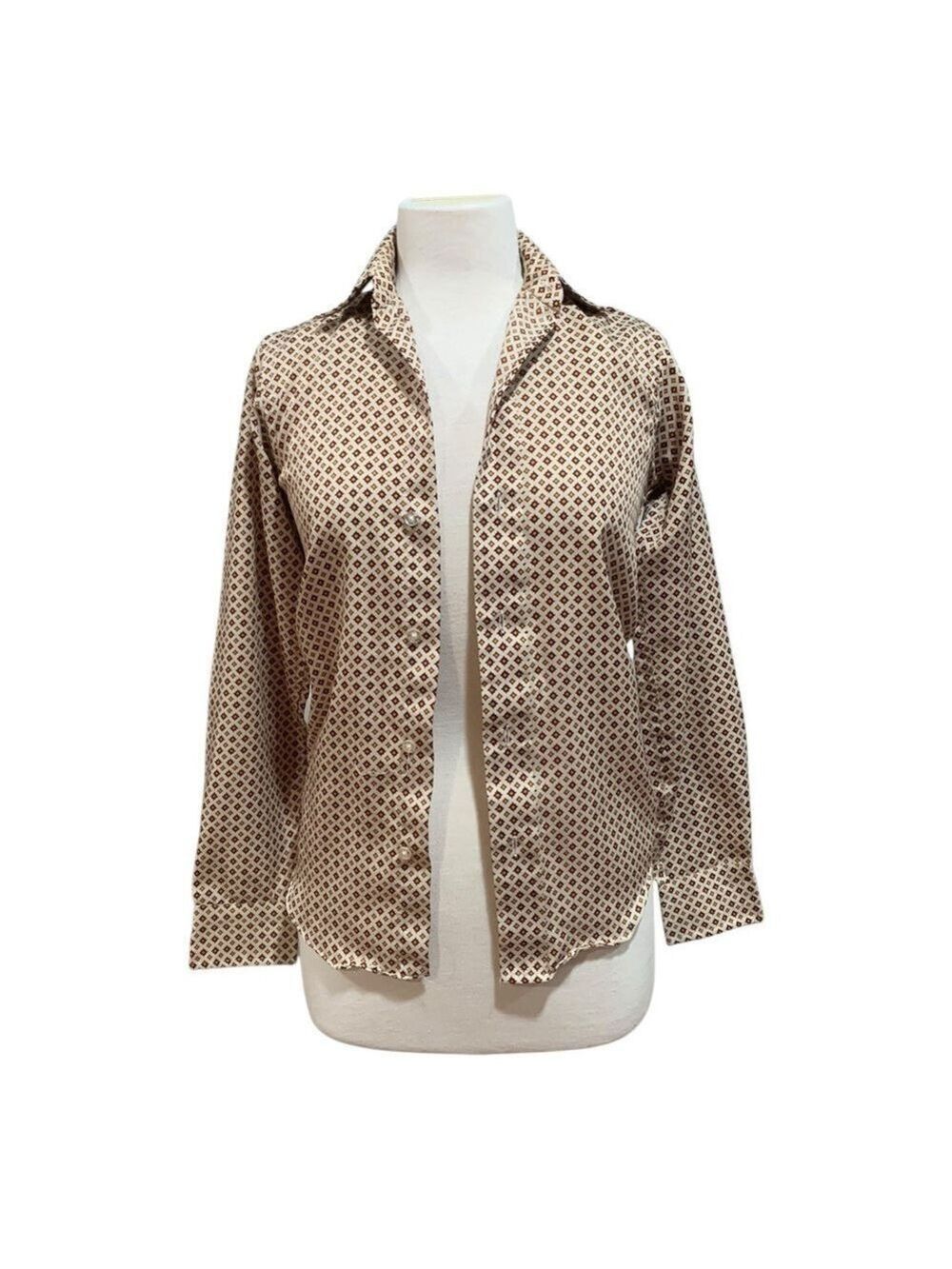 Vntg 70’s Women's Town & Country Patterned Button Down Shirt sz 2/4